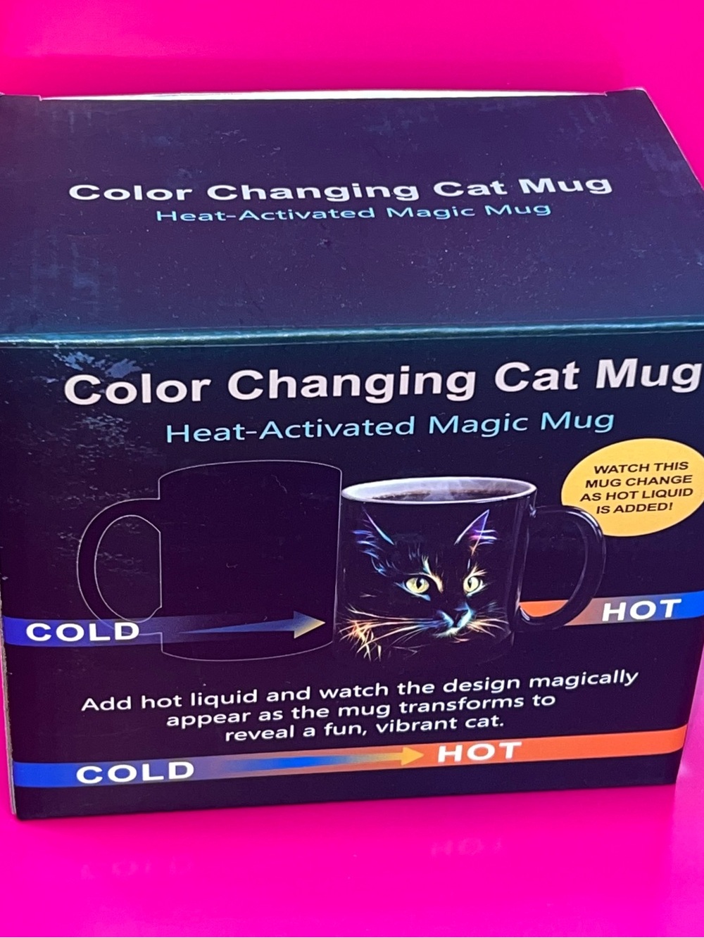 Color Changing Cat Mug - Heat-Activated Magic Mug (Black)